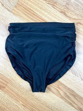 Albion Black Ruched High-Waisted Bottoms  - Small
